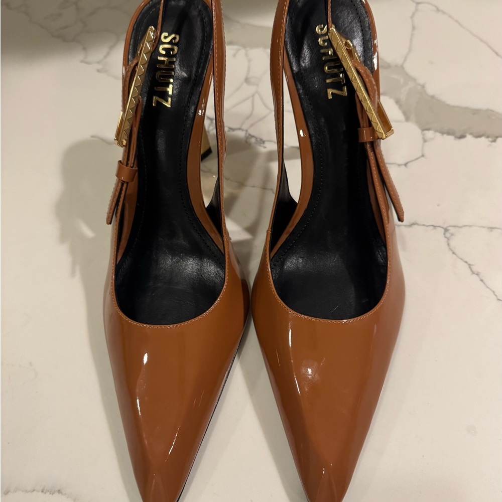 NEW Schutz Brown Patent Leather Women's Heels